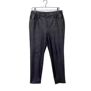 Chico's Pants Womens Sz 1.5R/10R Black Shiny Animal Print Slim Ankle Inseam‎ 28"